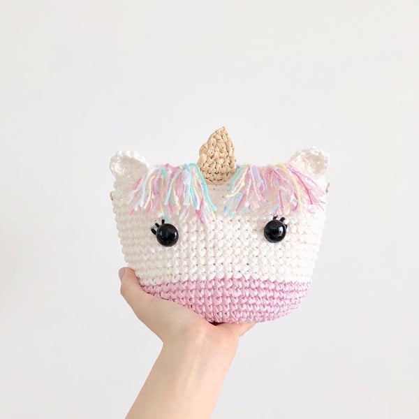 Unicorn crochet bag with rainbow mane